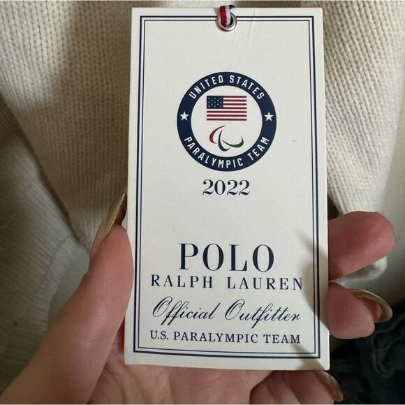 Polo Ralph Lauren Paralympics USA Wool Knit Sweater Sz XXL Colorblock Blue Cream - Picture 3 of 9